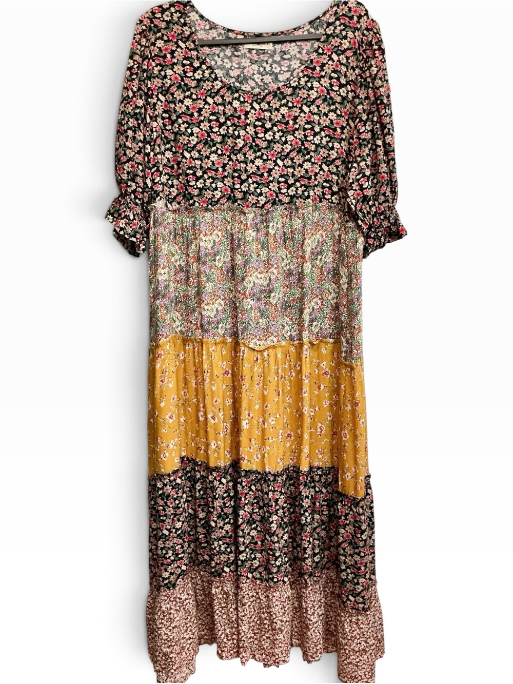 Natural Life Collette Tiered Floral Maxi Dress Boho Cottagecore XL - Picture 2 of 5